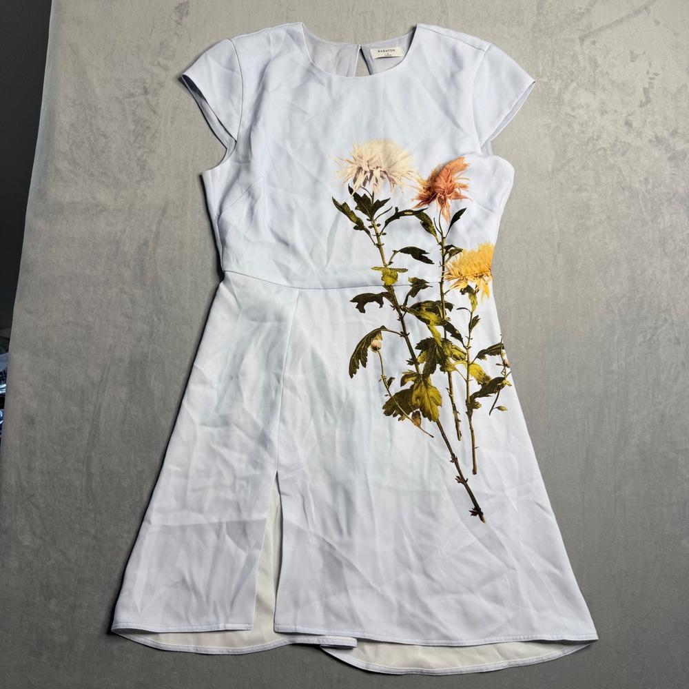 Babaton Aritzia Dress‎ Womens 6 Hampton Floral Print Open Back Mini High Neck